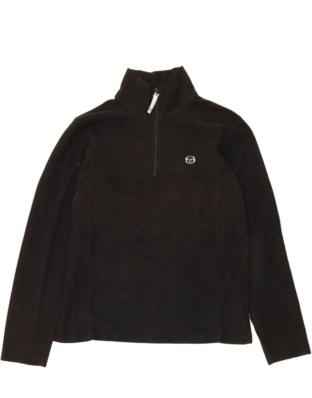SERGIO TACCHINI Womens Zip Neck Fleece Jumper UK 18 XL Black Polyester Vintage Sergio Tacchini and Second-Hand Sergio Tacchini from Messina Hembry 