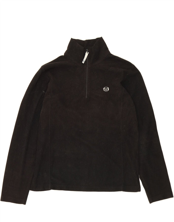 SERGIO TACCHINI Womens Zip Neck Fleece Jumper UK 18 XL Black Polyester Vintage Sergio Tacchini and Second-Hand Sergio Tacchini from Messina Hembry 