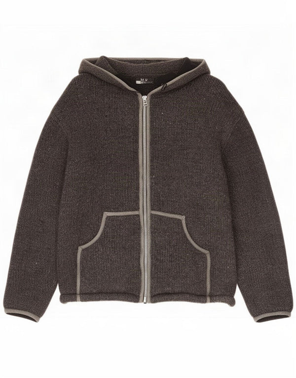Tara London Mens Hooded Knit Windbreaker Jacket UK 42 XL Grey Flecked Wool