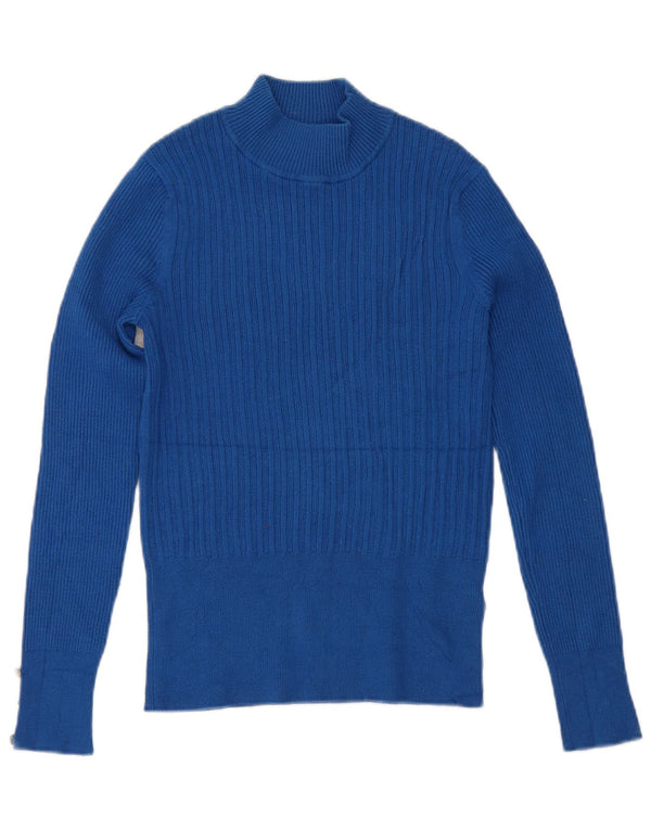 Marks & Spencer Womens Turtle Neck Jumper Sweater UK 10 Small  Blue Viscose