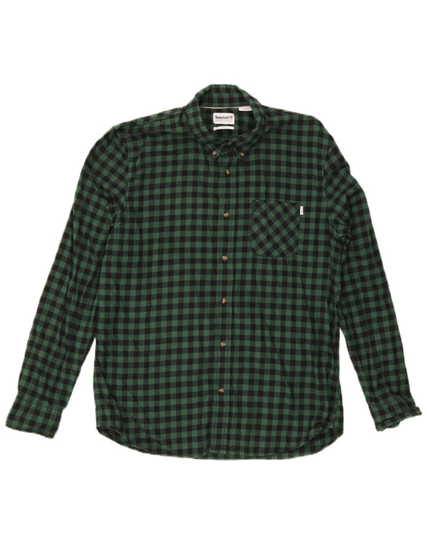 Timberland Camicia da uomo slim fit in flanella di cotone a quadretti verde grande