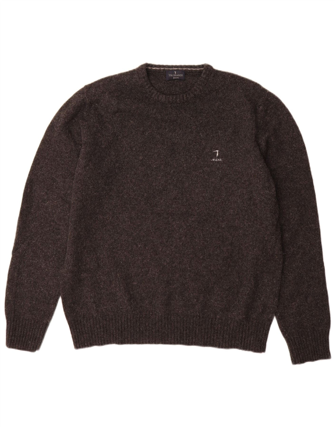 Maglione Uomo Girocollo Trussardi Jeans Large in Lana Grigia
