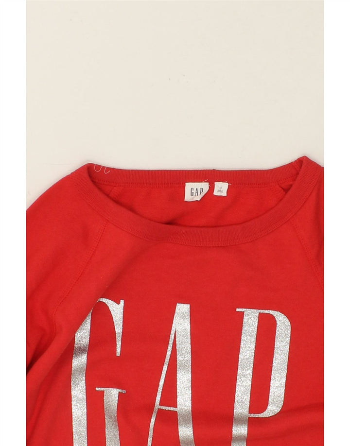 GAP Womens Graphic Sweatshirt Jumper UK 10 Small Red Cotton Vintage Gap and Second-Hand Gap from Messina Hembry 