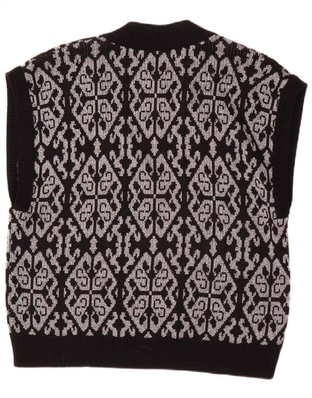 Canottiera vintage da donna EU 46 XL Poliestere Fair Isle nero