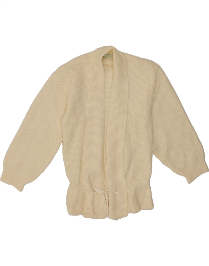 VINTAGE Womens Cardigan Sweater UK 12 Medium Off White Wool Vintage Vintage and Second-Hand Vintage from Messina Hembry 