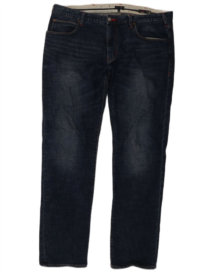 Jeans dritti regolari da uomo Armani W40 L34 cotone blu navy