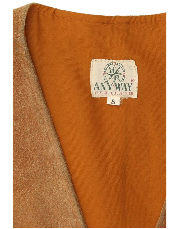 Any Way Gilet da uomo in pelle scamosciata piccolo in pelle marrone