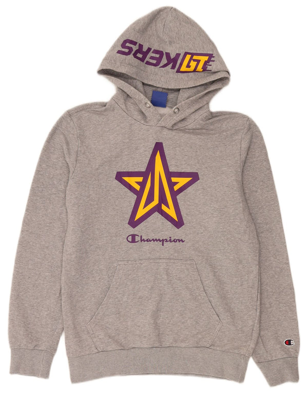 Felpa con cappuccio grafica Champion da uomo dei Los Angeles Lakers, grigio medio chiazzato