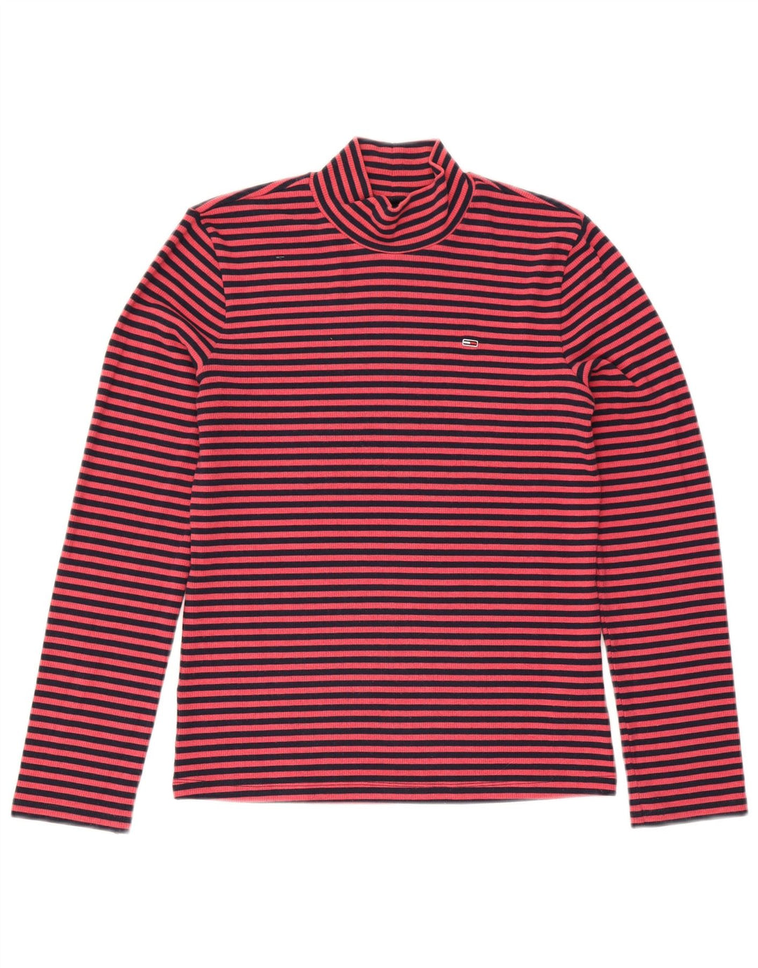 Tommy Hilfiger Top da donna a manica lunga UK 14 Poliestere gessato rosa medio