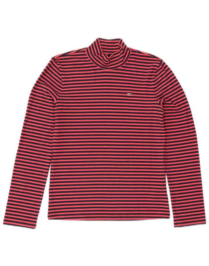 Tommy Hilfiger Top da donna a manica lunga UK 14 Poliestere gessato rosa medio