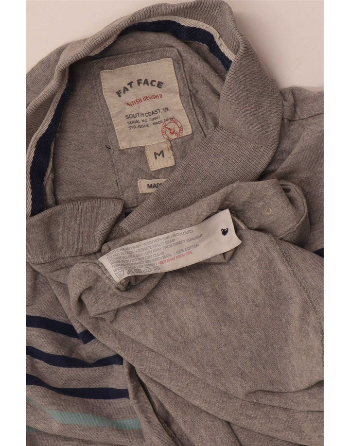 Polo da uomo Fat Face in cotone a righe grigio medio
