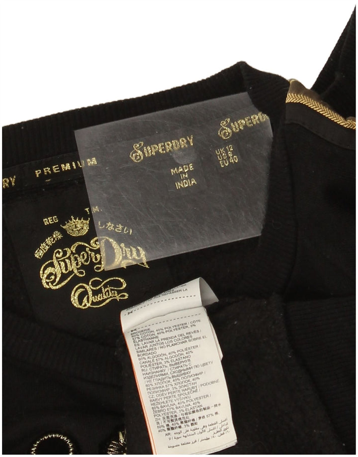 Felpa grafica da donna Superdry Maglione UK 12 cotone nero medio