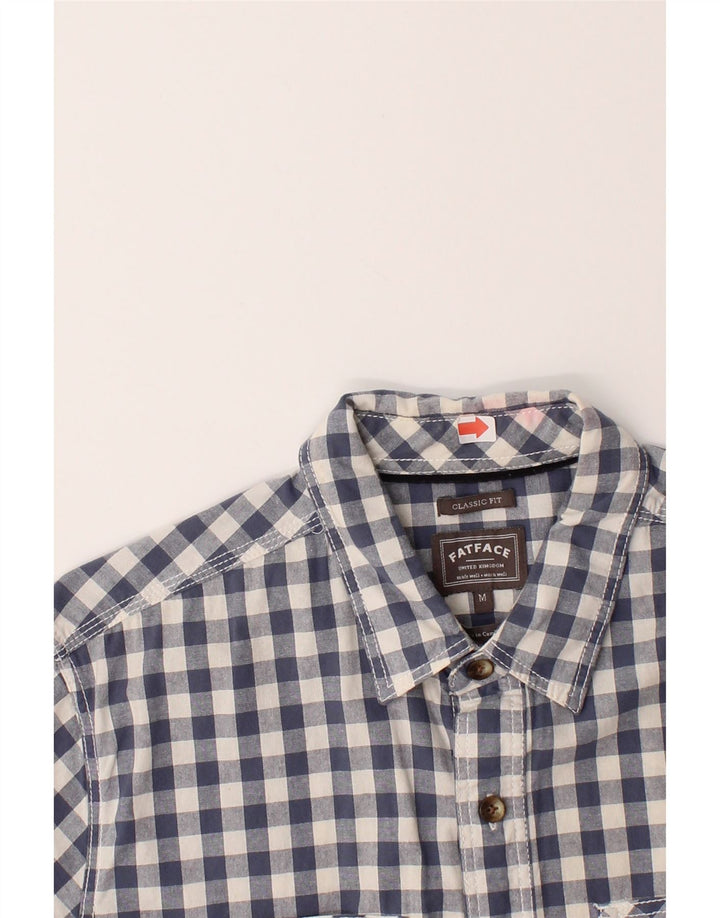FAT FACE Mens Classic Fit Short Sleeve Shirt Medium Navy Blue Gingham Vintage Fat Face and Second-Hand Fat Face from Messina Hembry 