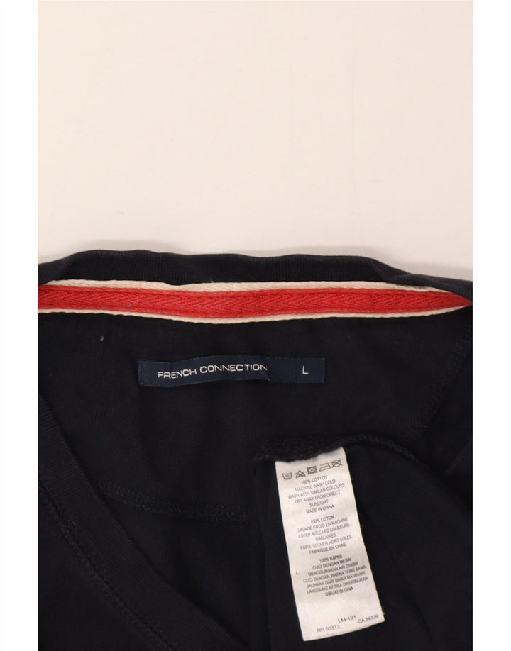 T-shirt grafica da uomo French Connection Top grande in cotone blu navy