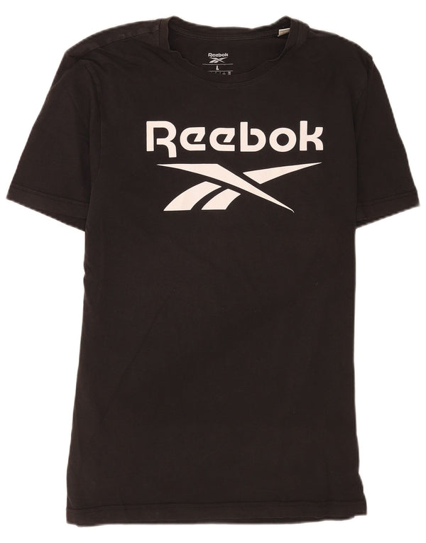 T-shirt grafica da uomo Reebok Top grande in cotone nero