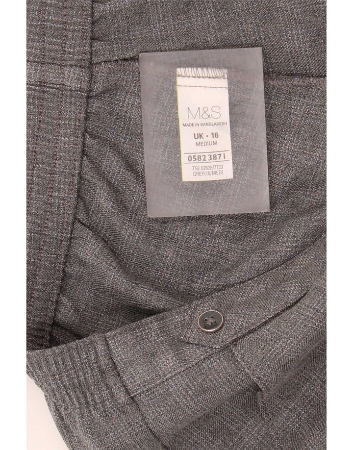 Pantaloni casual da donna Marks & Spencer UK 16 Large W36 L28 a quadri grigi