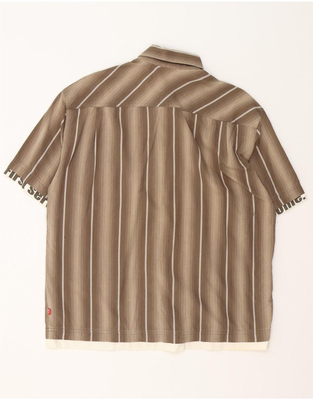 S.OLIVER Camicia grafica da uomo a maniche corte in cotone a righe marrone medio