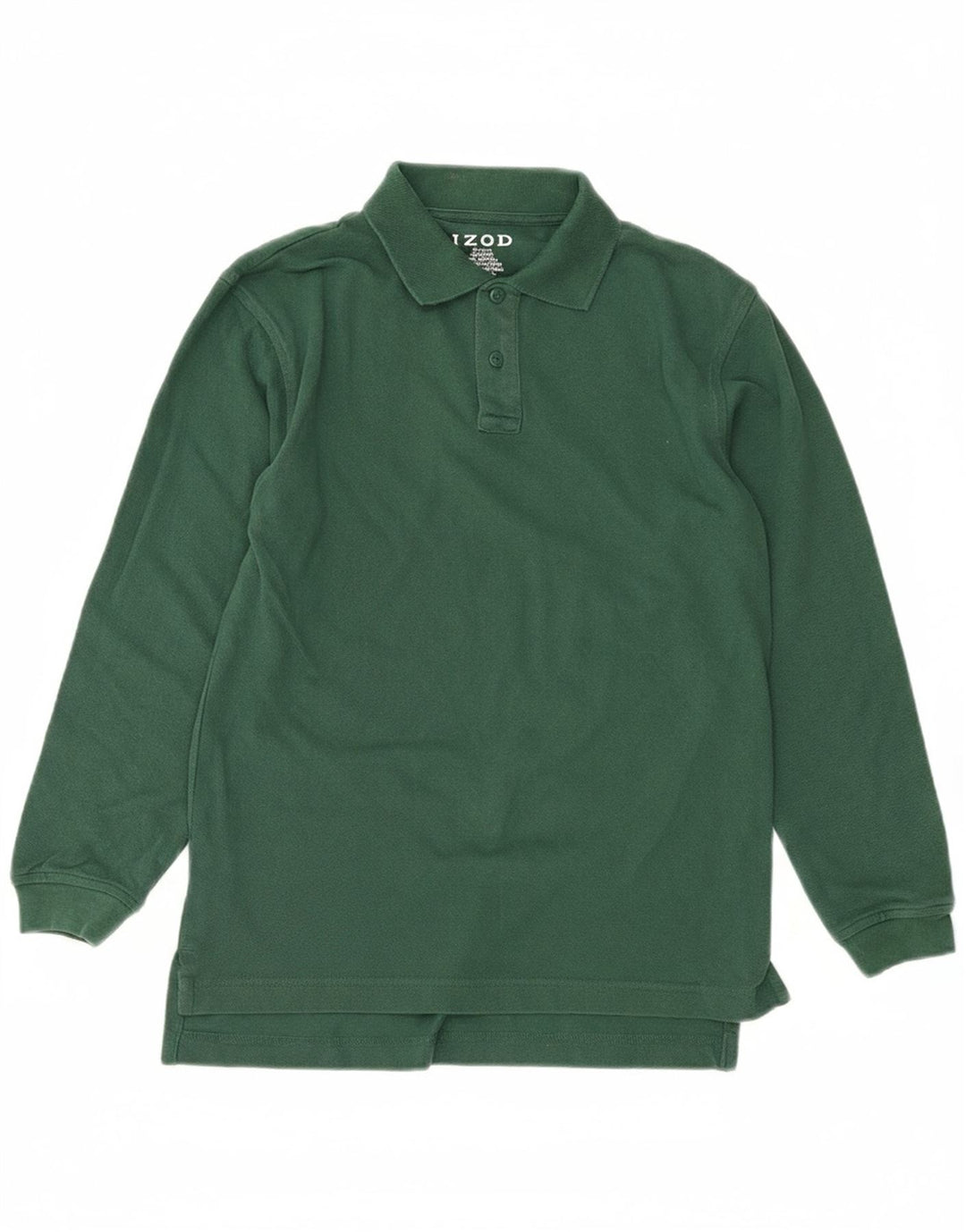 IZOD Boys Regular Long Sleeve Polo Shirt 10-11 Years Medium Green Cotton