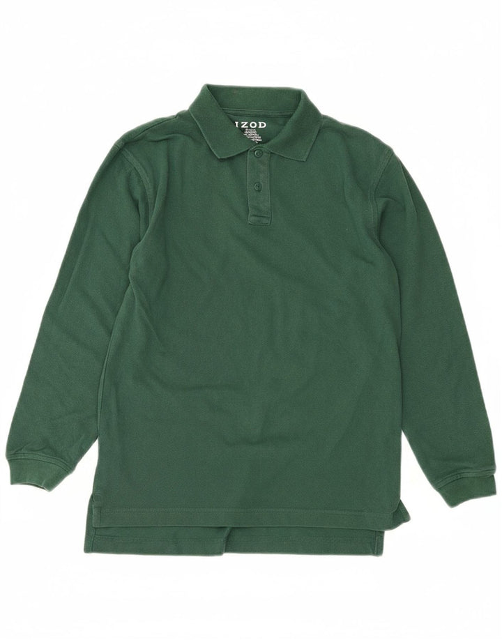 IZOD Boys Regular Long Sleeve Polo Shirt 10-11 Years Medium Green Cotton
