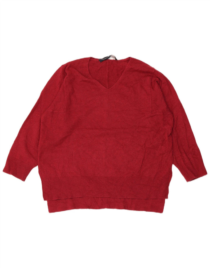 FRENCH CONNECTION Maglione da donna con scollo a V UK 10 Piccolo Borgogna