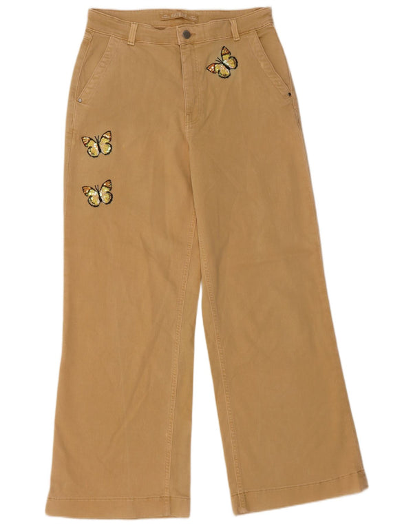 Jeans Guess da donna a gamba larga W30 L29 Farfalla in cotone beige