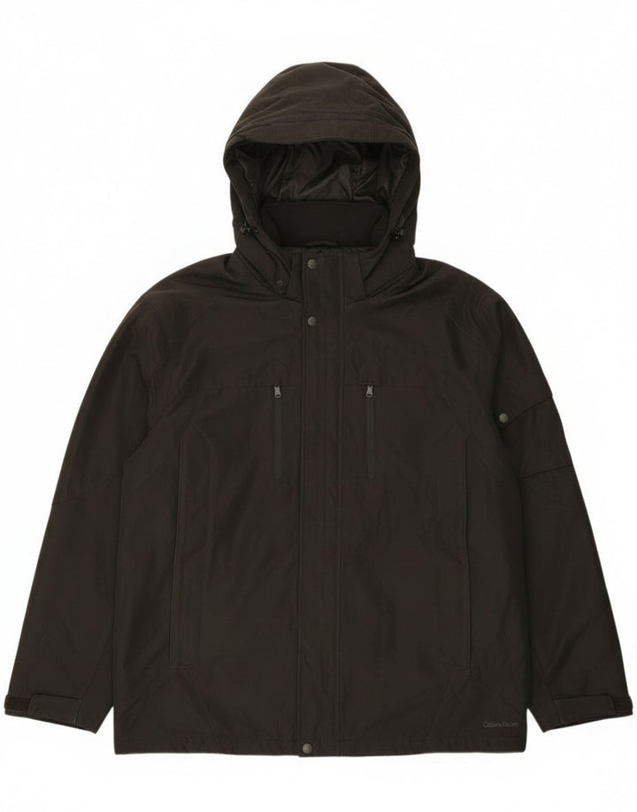 Giacca a vento con cappuccio da uomo Calvin Klein UK 40 grande poliestere nero