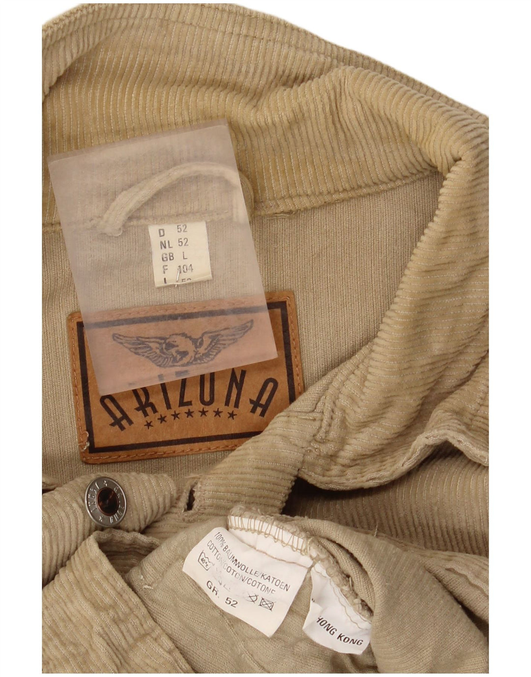 ARIZONA Giacca da uomo in velluto a coste UK 40 Large Beige Cotton