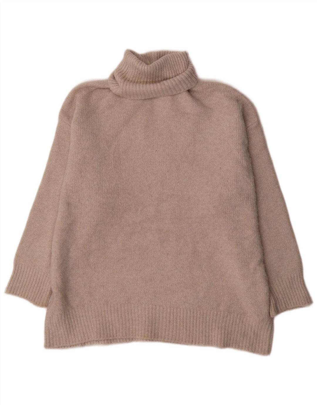 Maglione maglione oversize con collo alto da donna Zara UK 14 Poliestere beige medio