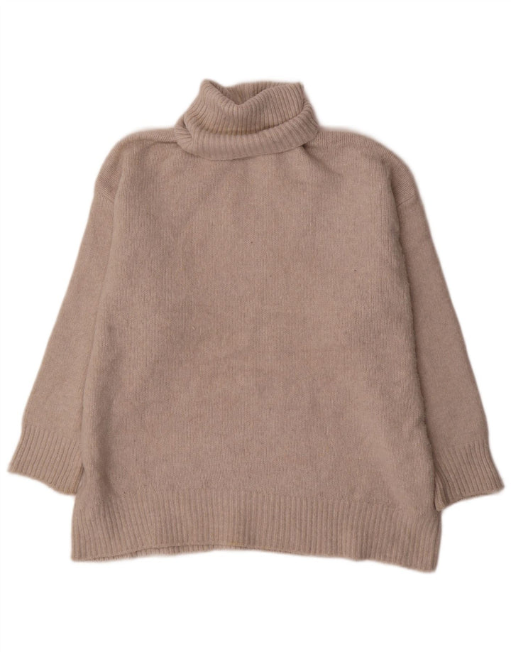Maglione maglione oversize con collo alto da donna Zara UK 14 Poliestere beige medio