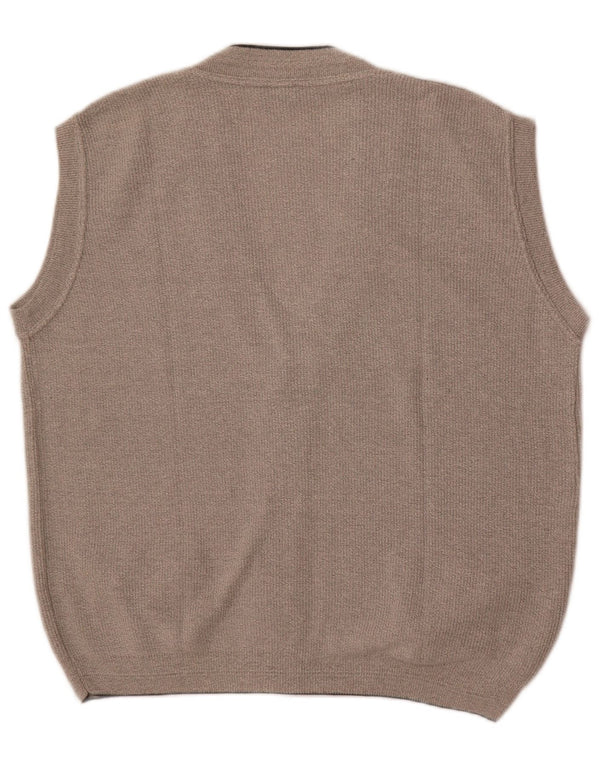 Maglione cardigan senza maniche da uomo Conte Massimo in cotone grigio medio