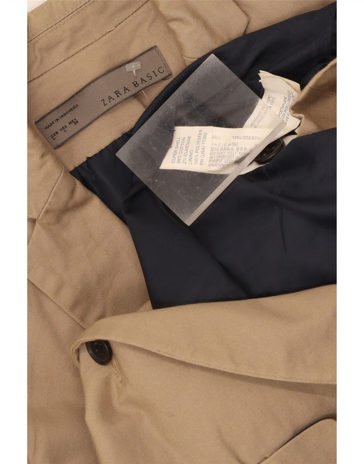 Giacca blazer a 1 bottone da donna Zara UK 14 grande cotone beige