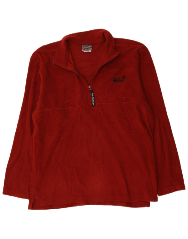 Maglione in pile da uomo con zip e collo Jack Wolfskin UK 40/42 grande poliestere bordeaux