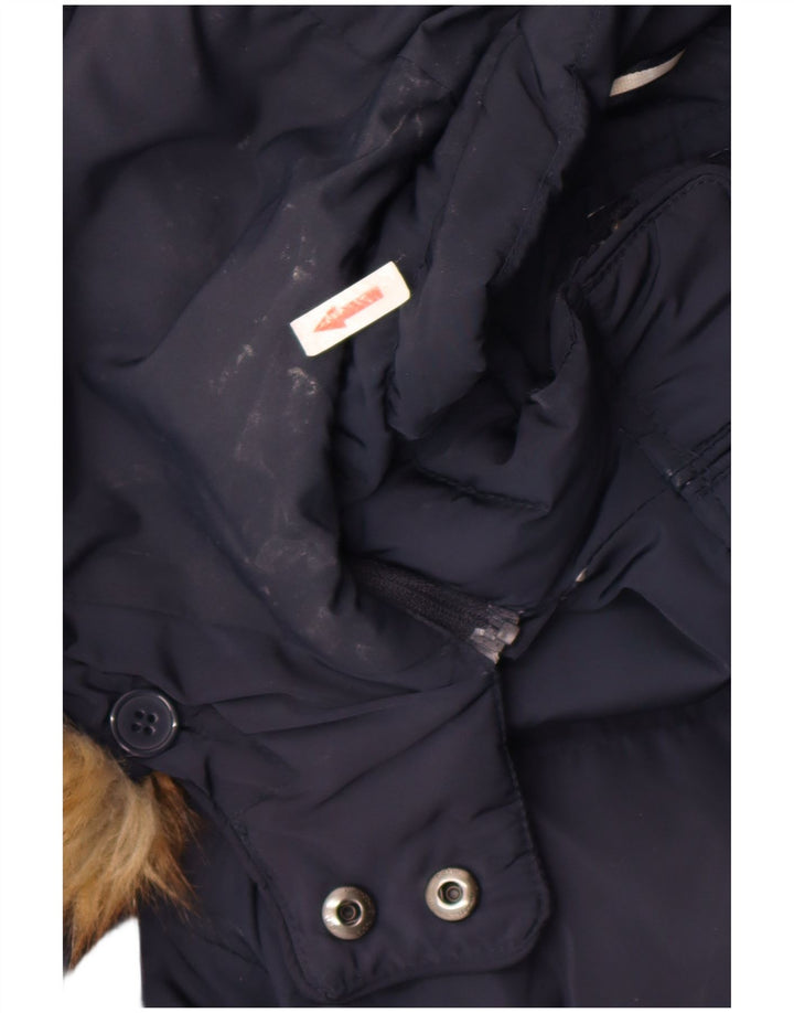 Crew Clothing Cappotto imbottito con cappuccio da donna UK 12 Poliestere medio blu navy