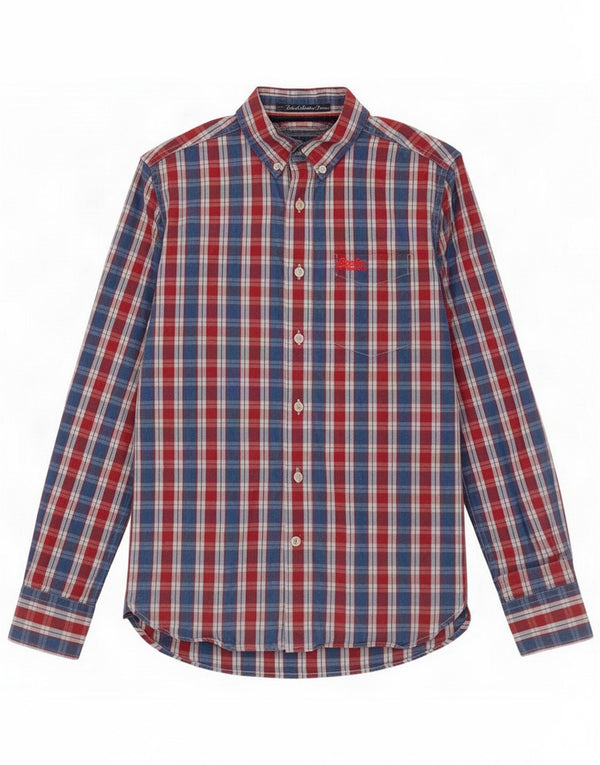 Camicia da uomo Superdry in cotone a quadri piccoli blu