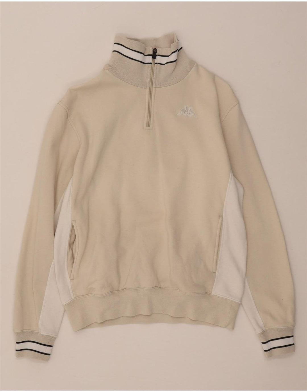 Felpa Kappa da donna con zip e collo, maglione UK 14, color block beige medio