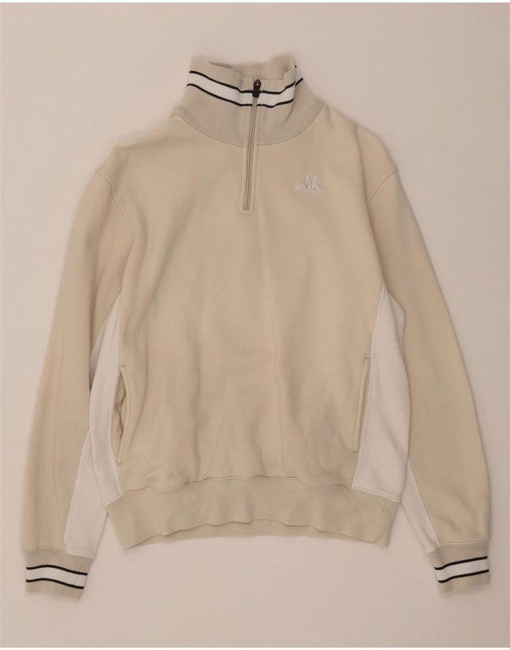 Felpa Kappa da donna con zip e collo, maglione UK 14, color block beige medio
