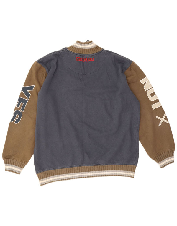 Felpa Kappa da uomo con collo grafico e zip, maglione 2XL blu navy color block