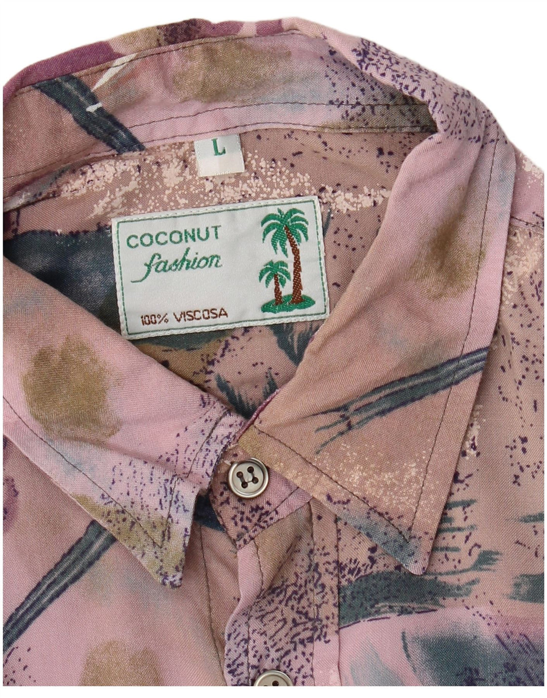Camicia a maniche corte da uomo Coconut Large in viscosa patchwork multicolore