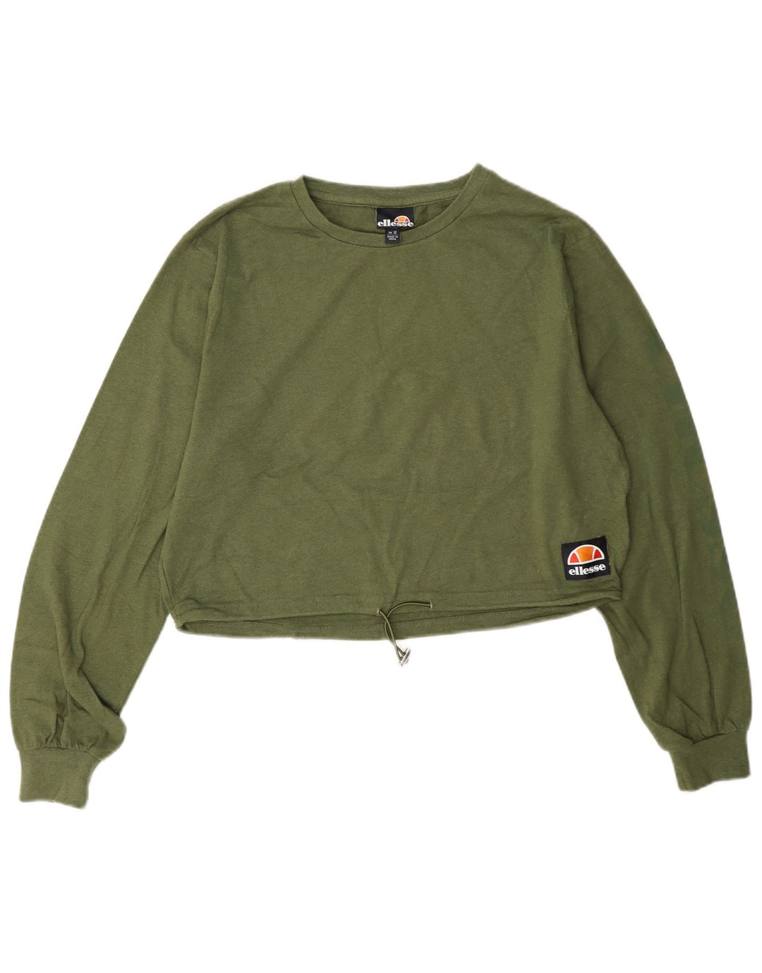 Top corto da donna Ellesse manica lunga UK 12 cotone verde medio