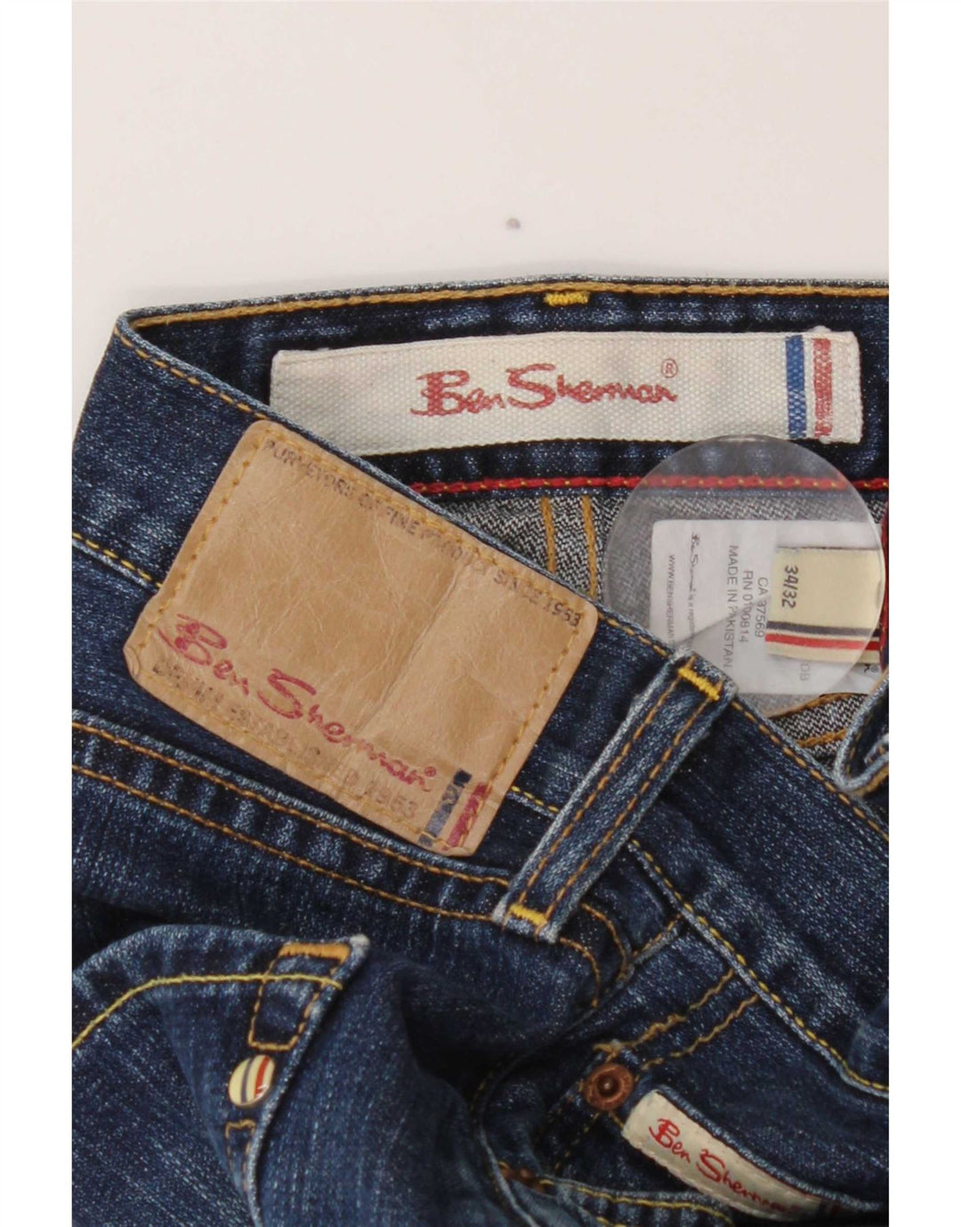 Jeans dritti da uomo Ben Sherman W34 L32 cotone blu