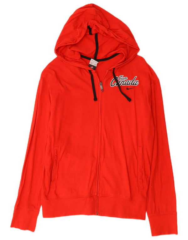 Felpa con cappuccio con zip grafica Nike Canada da uomo in cotone rosso medio