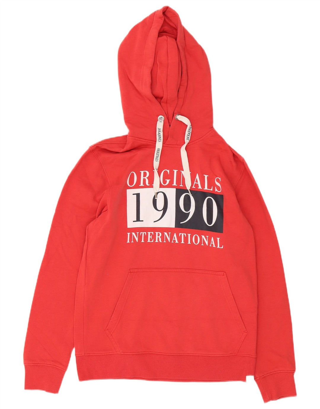 Jack & Jones Felpa con cappuccio grafica da uomo piccola in cotone rosso