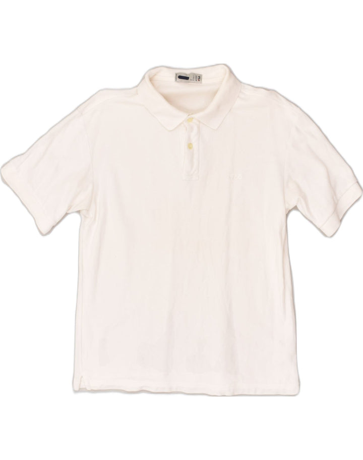 FILA Mens Polo Shirt Medium White Cotton | Vintage Fila | Thrift | Second-Hand Fila | Used Clothing | Messina Hembry 