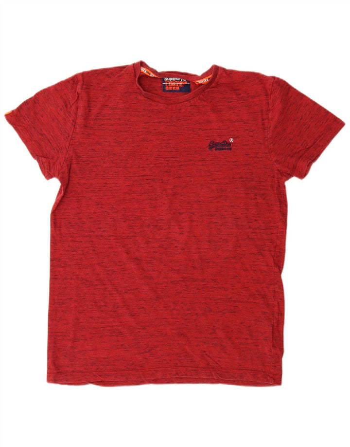 T-shirt da uomo Superdry Top in cotone chiazzato rosso medio