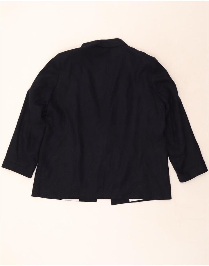 Giacca blazer aperta da donna Zara UK 20 2XL lino blu navy