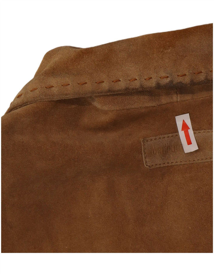 Giacca in pelle scamosciata da uomo Marlboro Classics UK 40 grande in pelle beige
