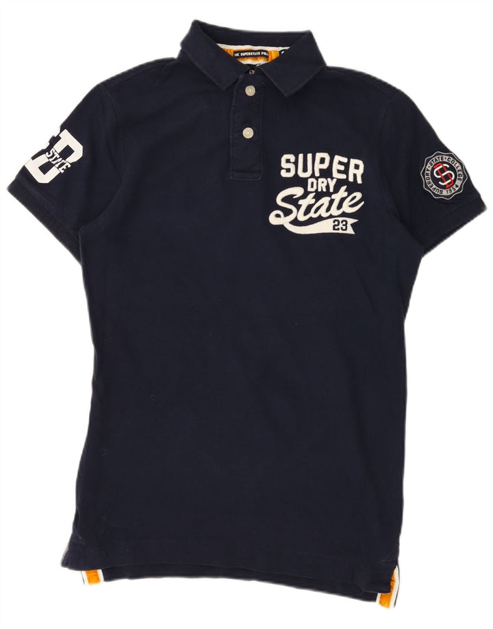 Polo da rugby grafica da uomo Superdry blu navy medio