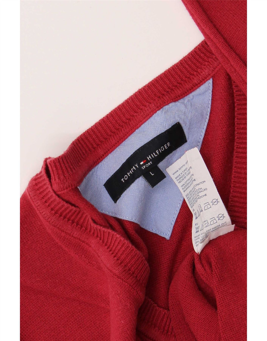 Maglione maglione con scollo a V da uomo Tommy Hilfiger grande cotone rosso