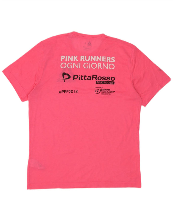 T-shirt grafica da uomo Reebok Top grande rosa in poliestere