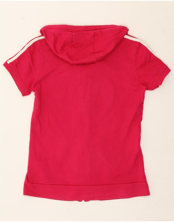 Maglione con cappuccio e zip a maniche corte da donna Adidas UK 12 Cotone rosa medio